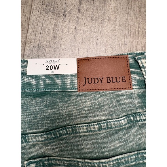 Judy Blue‎ Women's Sea Green High Rise Raw Hem Dad Jeans NWT Size 20W - Picture 7 of 16